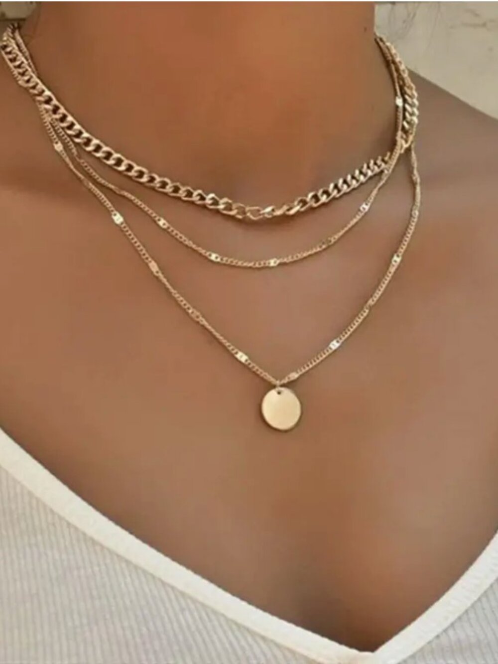 Gold Plated Layering Pendent Necklace